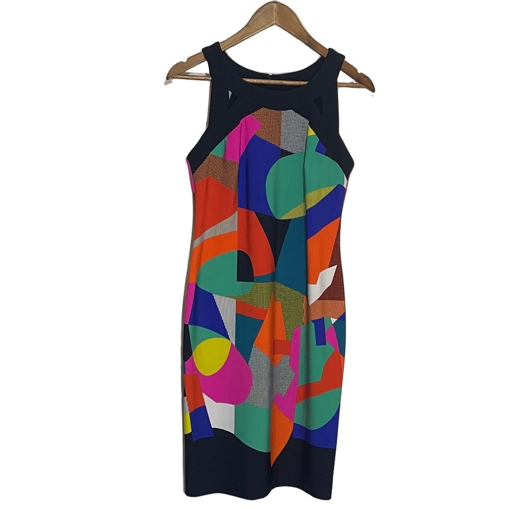 Joseph Ribkoff Multicolor Abstract Sheath Dress 8